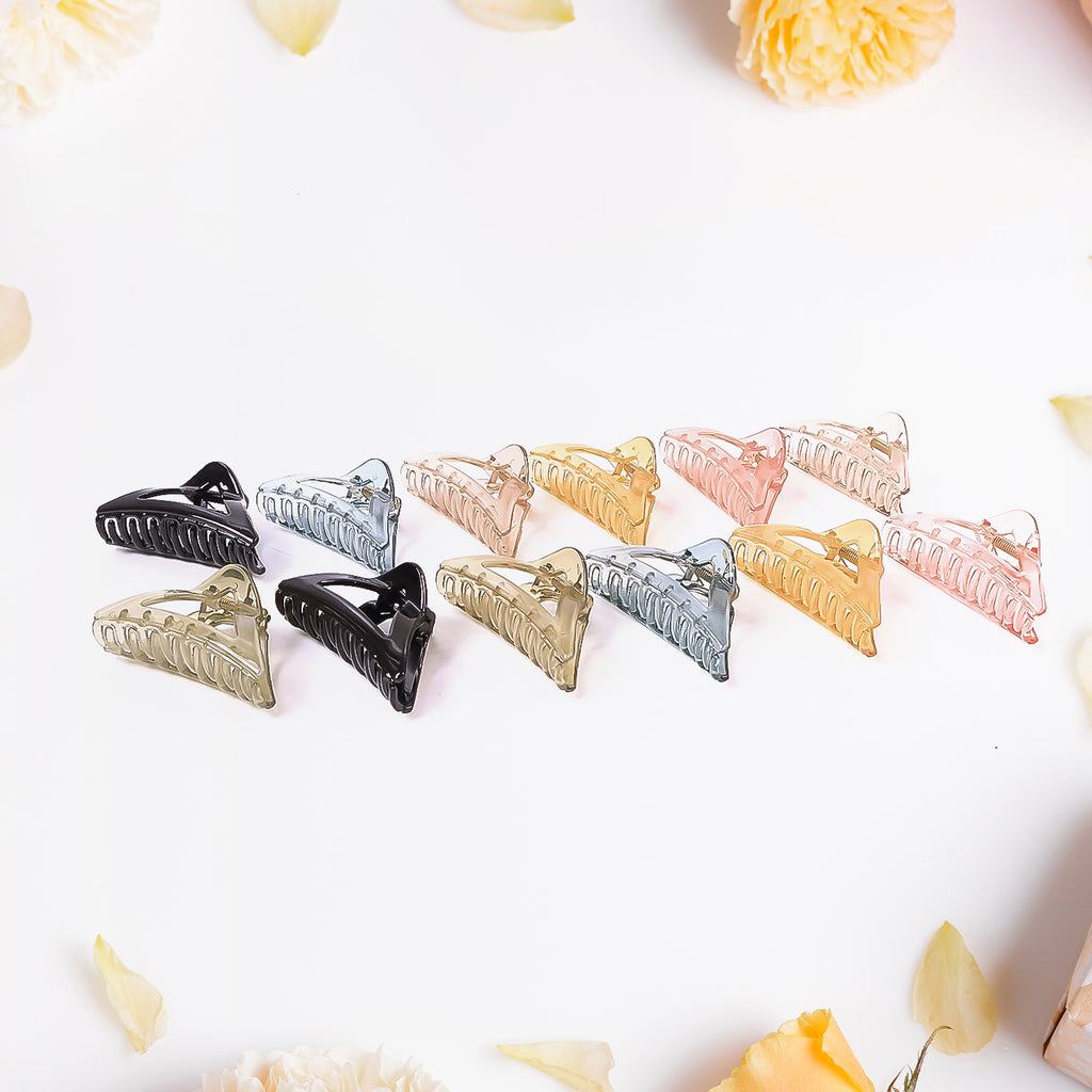 Triangle Shape Mix Color Plastic Hair Claw Clip  1 Pc Durable Grip For Women And Girls